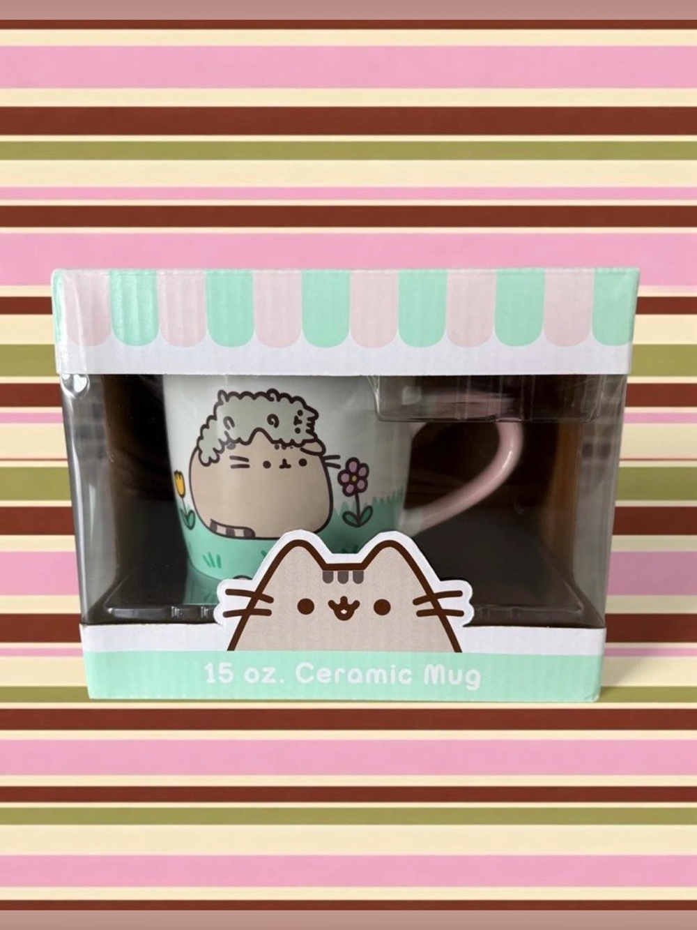 Pusheen the cat ceramic mug 15 oz new in box flowers spring #pusheen #catmug